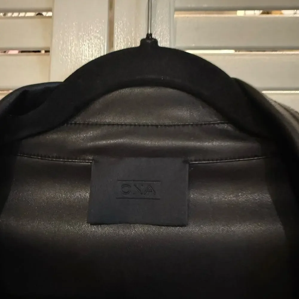NEW NWT Ona by Yoon Chung Black Faux Leather Shacket - Picture 3 of 4